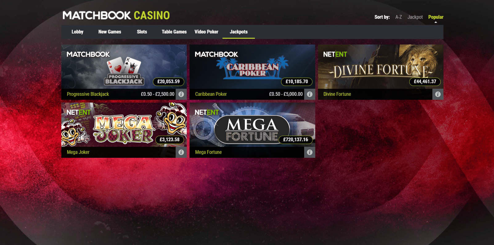 Jackpot w kasynie online Matchbook