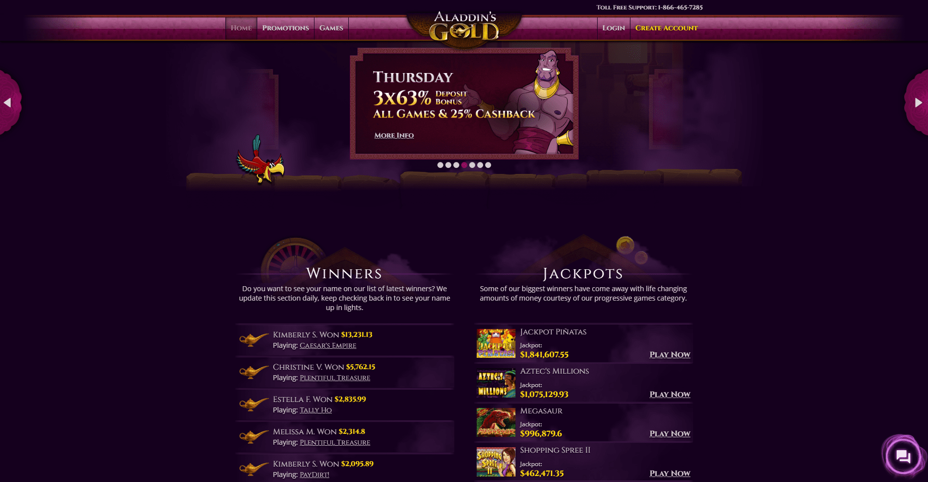 Jackpot w kasynie online Aladdin's Gold