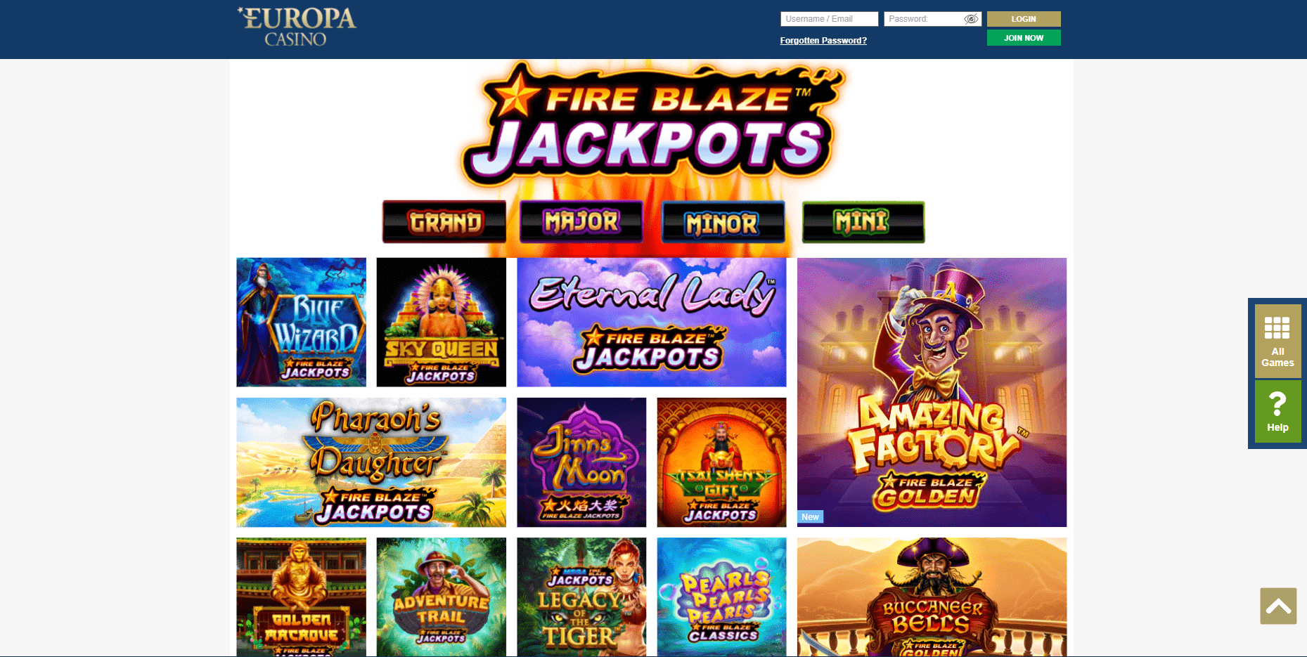 Jackpot w kasynie online Europa