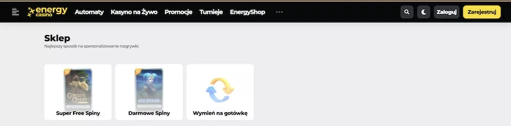 Energy Casino - Bonus Sklep