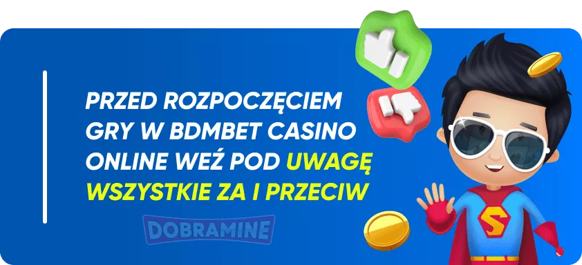 Główne wady i zalety kasyna BDMbet