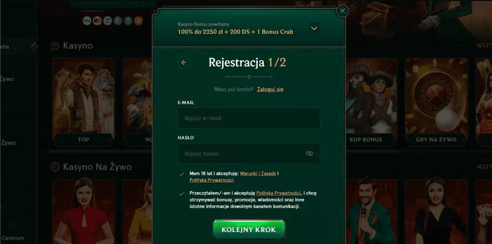Casinia Casino - Rejestracja 2