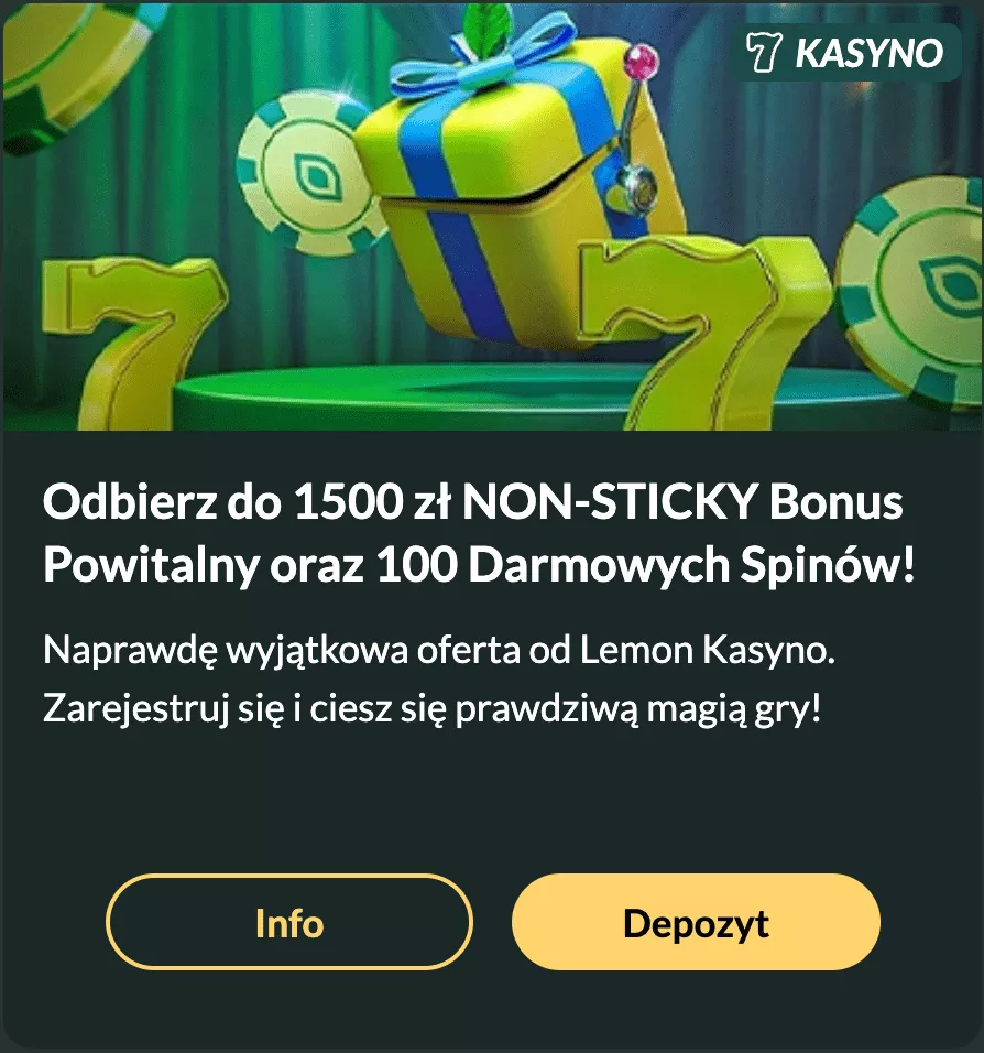 Lemon Kasyno - Bonus Powitalny