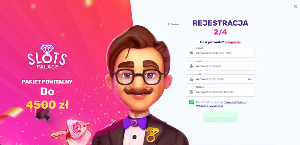 Slots Palace Casino - Rejestracja 2