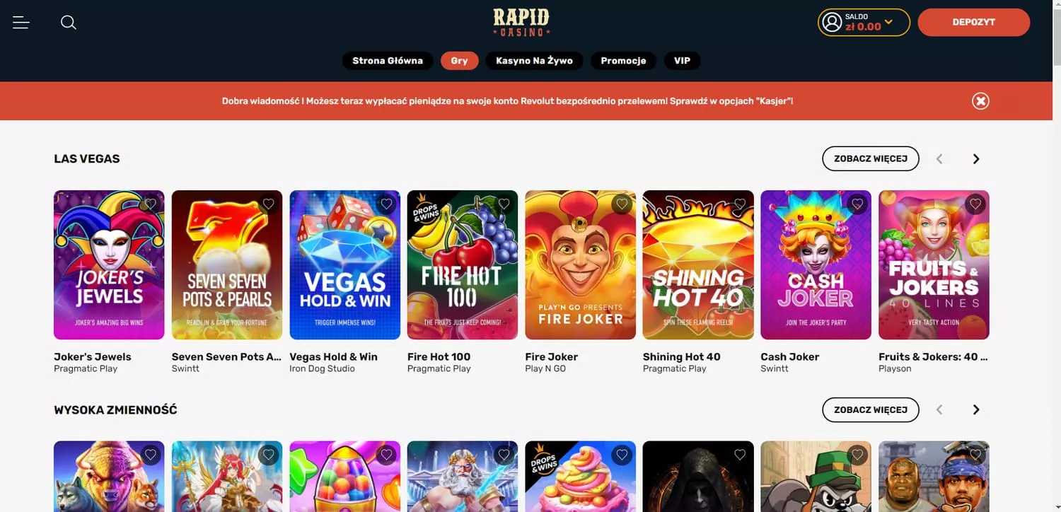 Rapid Casino Gry