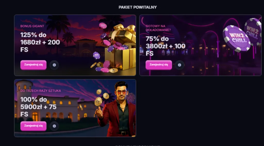 Win2Chill Kasyno — Bonus Powitalny
